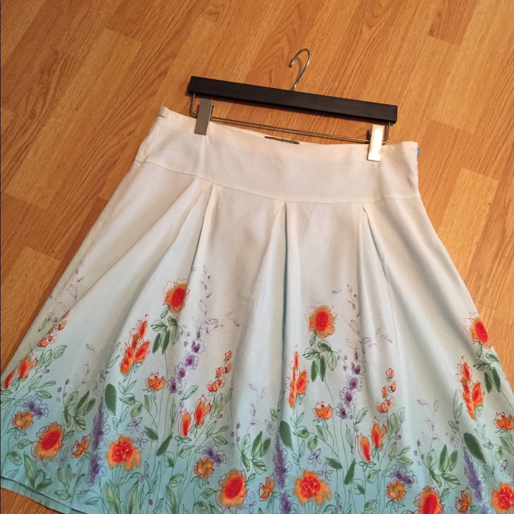 Mirror Image Linen/Rayon Large Lined Floral Skirt